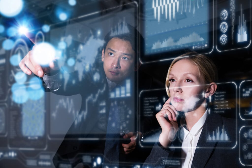man-woman-digital-screen-technology